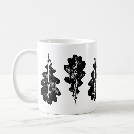 Zwart-wit eikenblad Print Mok (Links)