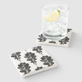 Zwart-wit eikenblad Print Stenen Onderzetter (Zijkant)