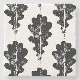 Zwart-wit eikenblad Print Stenen Onderzetter