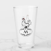 Zwart-wit Elagant Hen op een monogram Eieren Glas (Voorkant)