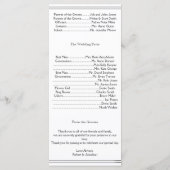 Zwart-wit Elegance bruidegom huwelijksprogramma Programmakaart (Achterkant)