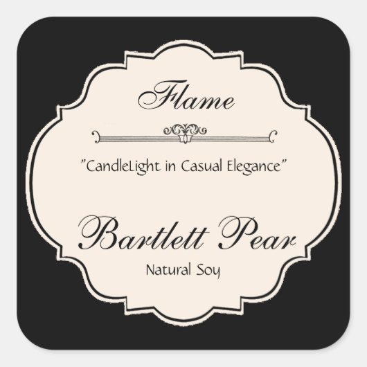 Zwart-wit Elegance Kaars Label (Voorkant)