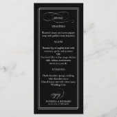 Zwart-wit Elegant 4x9 Bruiloft Menu (Voorkant)
