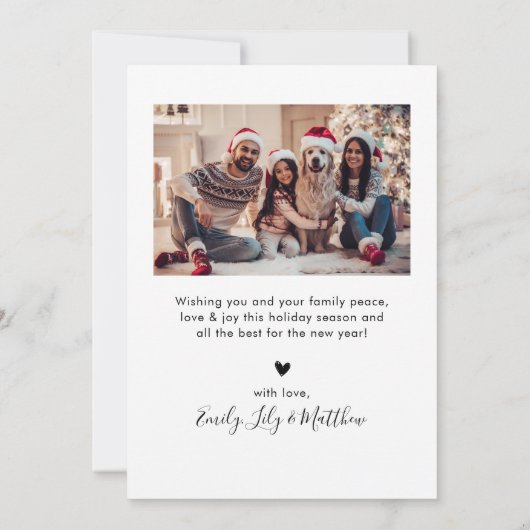 Zwart Wit Elegant 5 Fotocollage Kerstmis Feestdagenkaart (Achterkant)