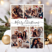Zwart Wit Elegant 5 Fotocollage Kerstmis Feestdagenkaart