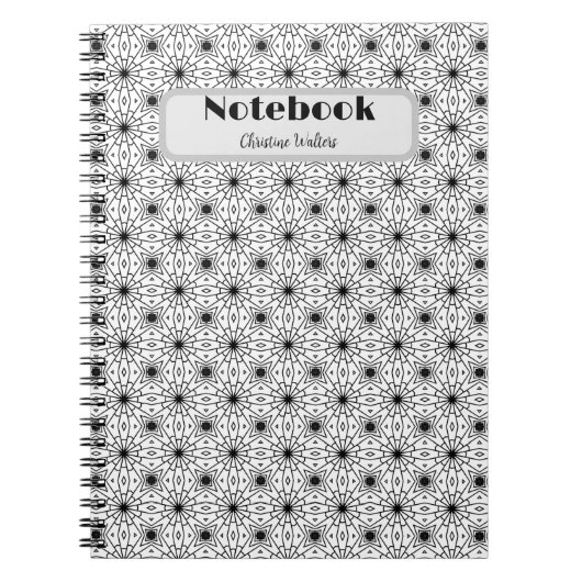 Zwart-wit Elegant Abstract patroon Notitieboek (Voorkant)