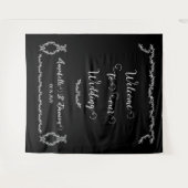 Zwart-wit elegant acanthus Welkom op bruiloft Wandkleed (Voorkant (horizontaal))