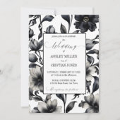 Zwart-wit  elegant alles in één bruiloft kaart (Voorkant)