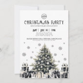 Zwart Wit Elegant Bedrijf Kerstfeest Kaart (Voorkant)
