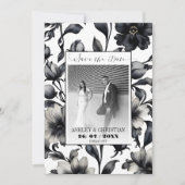 Zwart-wit elegant bewaart de datum kaart (Voorkant)