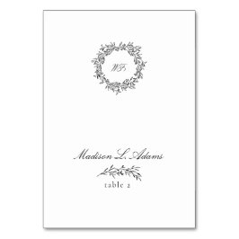 Zwart Wit Elegant Blad Opvouwbare Naam Plaats Kaar Kaart