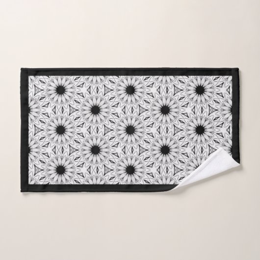 Zwart-wit Elegant Bloem patroon Badhanddoeken Bad Handdoek (Handdoek)