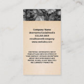 Zwart Wit Elegant Bloemen Achtergrond Visitekaartje (Achterkant)