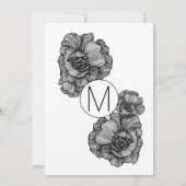 Zwart-wit Elegant Bloemen Afstuderen Ceremonie Kaart (Achterkant)