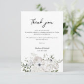 Zwart-wit Elegant Bloemen Boeket Modern Bedankkaart (Staand voorkant)