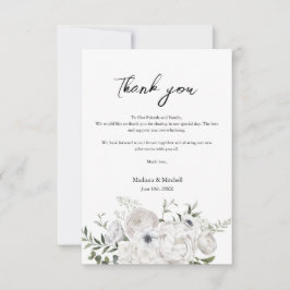 Zwart-wit Elegant Bloemen Boeket Modern Bedankkaart