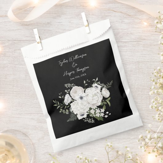 Zwart-wit Elegant Bloemen Boeket Modern Bedankzakje (Geknipt)