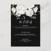 Zwart-wit Elegant Bloemen Boeket Modern Informatiekaartje (Voorkant)