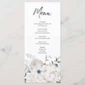 Zwart-wit Elegant Bloemen Boeket Modern Menu (Voorkant)