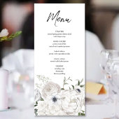 Zwart-wit Elegant Bloemen Boeket Modern Menu