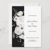 Zwart-wit Elegant Bloemen Boeket Modern Save The Date (Voorkant)