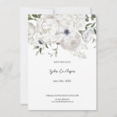 Zwart-wit Elegant Bloemen Boeket Modern Save The Date (Voorkant)