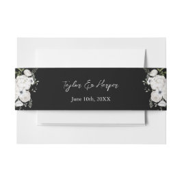 Zwart-wit Elegant Bloemen Boeket Modern Uitnodigingen Wikkel