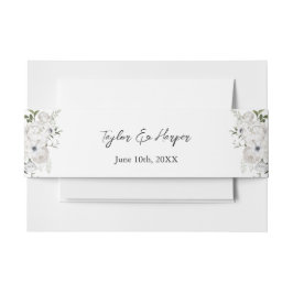 Zwart-wit Elegant Bloemen Boeket Modern Uitnodigingen Wikkel