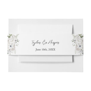 Zwart-wit Elegant Bloemen Boeket Modern Uitnodigingen Wikkel