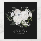 Zwart-wit Elegant Bloemen Boeket Modern Wijn Etiket (Enkel label)