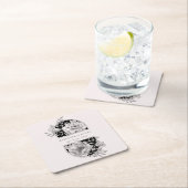 Zwart-wit Elegant Bloemen Bruiloft Kartonnen Onderzetters (Insitu)