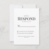 Zwart & Wit Elegant Bloemen Bruiloft RSVP (Voorkant)