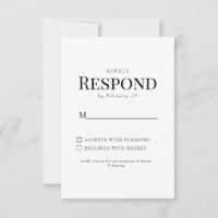 Zwart & Wit Elegant  Bloemen Bruiloft RSVP