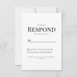 Zwart & Wit Elegant  Bloemen Bruiloft RSVP Kaartje