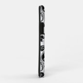 Zwart-wit Elegant Bloemen Damast Patroon Case-Mate iPhone Case (Achterkant/rechts)