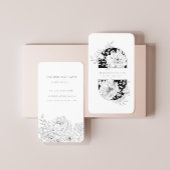 Zwart-wit Elegant Bloemen Visitekaartje