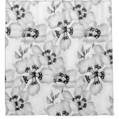 Zwart-wit  Elegant Bloempatroon Douchegordijn (Voorkant)