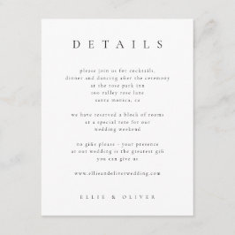 Zwart & Wit Elegant Boho Details Huwelijk Modern Informatiekaartje