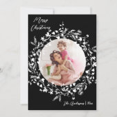 Zwart & Wit Elegant Boho Wildflower Kerstmis Feestdagenkaart (Voorkant)