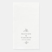 Zwart & Wit Elegant Bruiloft bladeren Namen & Datu Servet (Voorkant)