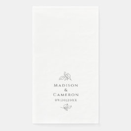 Zwart & Wit Elegant Bruiloft bladeren Namen & Datu Servet