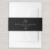 Zwart & Wit Elegant Bruiloft Botanische bladeren Uitnodigingen Wikkel