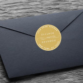 Zwart & Wit Elegant Bruiloft Retouradres Ronde Sticker