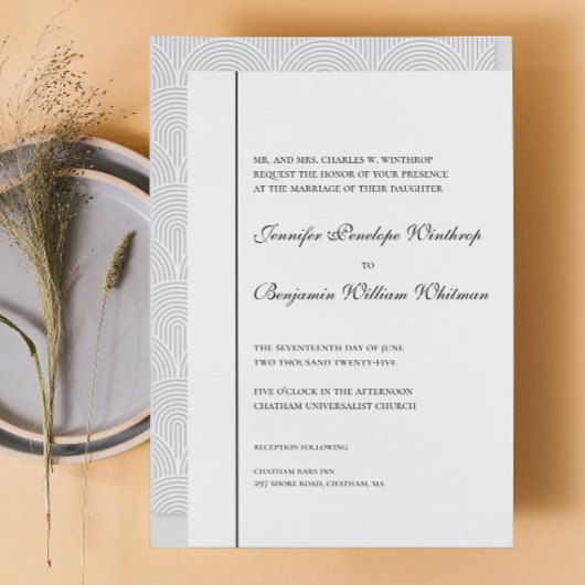 Zwart Wit Elegant Bruiloft Uitnodiging