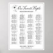 Zwart-wit Elegant Bruiloft Zitplaatskaart Teken Poster (Voorkant)