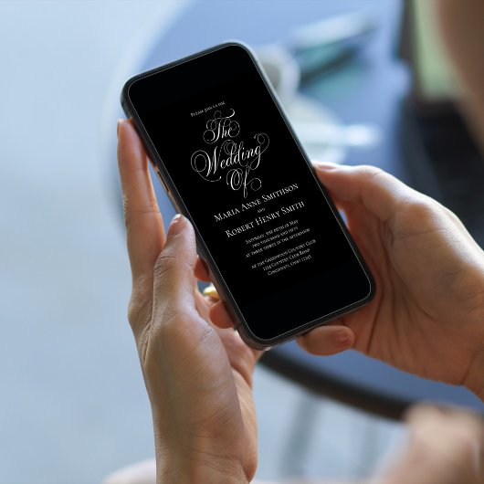 Zwart-wit Elegant Calligrafie Script Formal Kaart