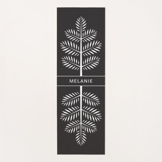 Zwart-wit Elegant Chic Botanical Tropical Branch Yogamat (Voorkant)