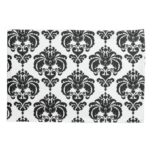 Zwart & Wit Elegant Chic Damask Patroon Kussensloop (Achterkant)