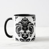 Zwart & Wit Elegant Chic Damask Patroon Mok (Links)