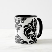 Zwart & Wit Elegant Chic Damask Patroon Mok (Voorkant rechts)